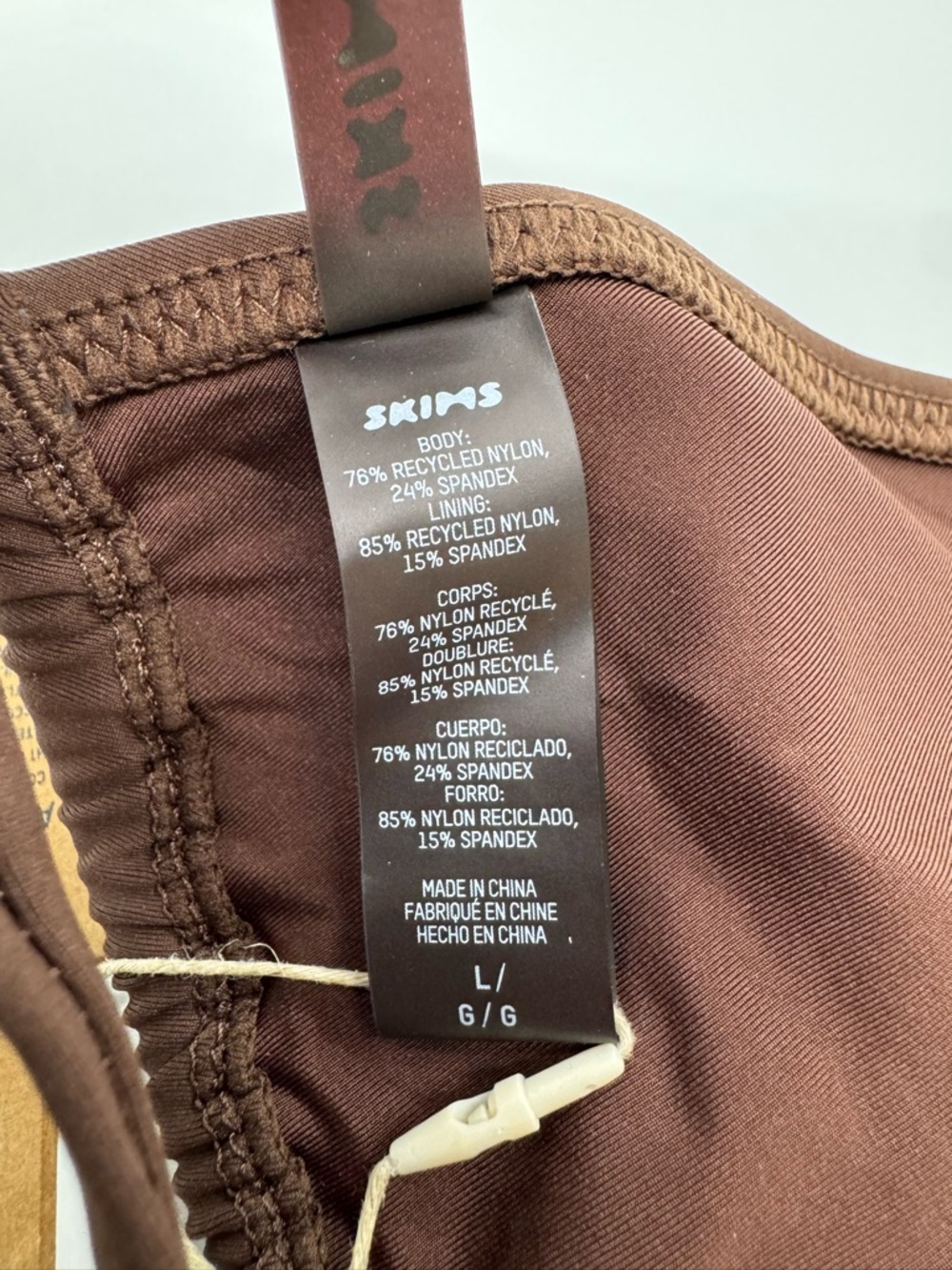 Skims Recycled Swim Triangle Top NWT Cocoa Large - Picture 7 of 7